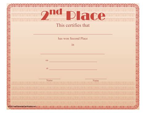 2nd Place Certificate of Achievement Template Download Printable PDF | Templateroller