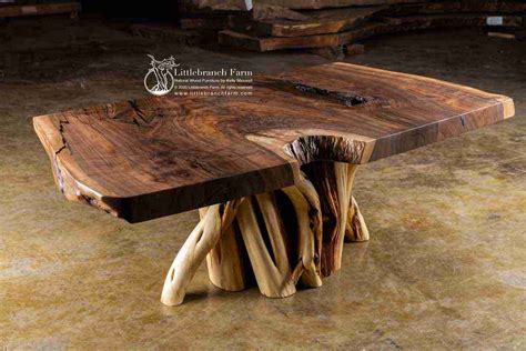 Walnut Wood Coffee Table: Natural Wood Furniture Design - Littlebranch Farm