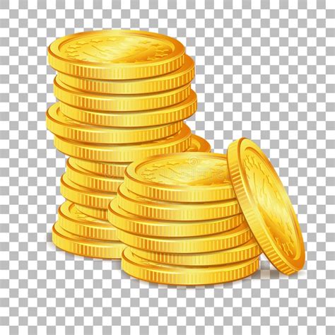 Stack of Gold Coins on Transparent Background Stock Vector ...