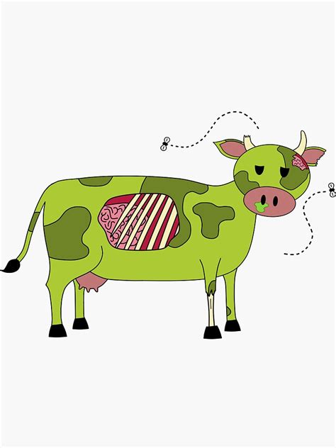 "Zombie Cow Design Clipart" Sticker for Sale by Smadamas | Redbubble