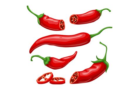 Chili Pepper Set Cartoon Vector Graphic by pikepicture · Creative Fabrica