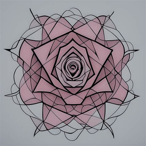 Geometric Rose Flower Ceramics Modern Art Drawing Painting Illustration ...