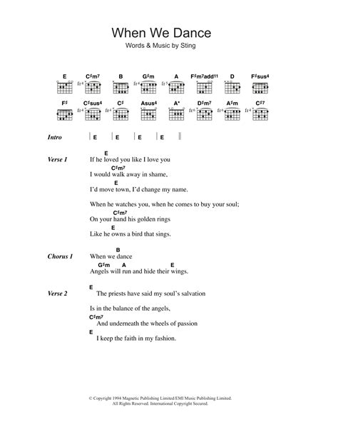 When We Dance by Sting - Guitar Chords/Lyrics - Guitar Instructor