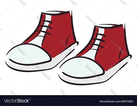 Clipart a pair red-kids shoes or color Royalty Free Vector