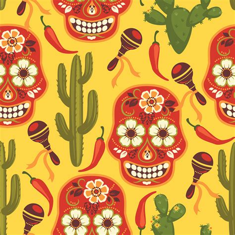 Vector seamless pattern with traditional Mexican symbols. 295934 Vector ...