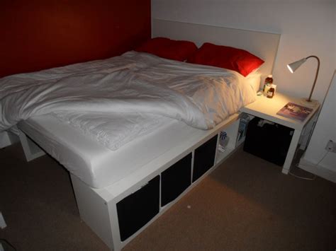 Bed made from Lack table and Expedit self - IKEA Hackers - IKEA Hackers