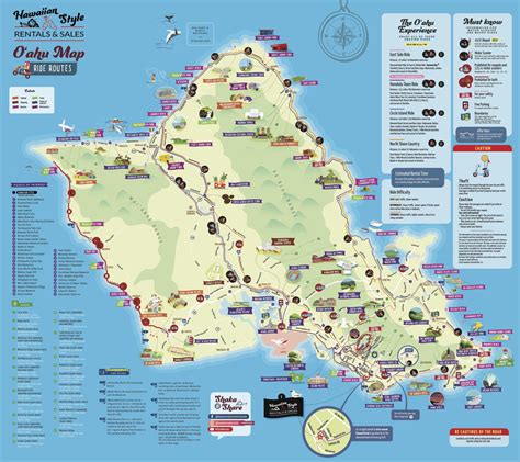 Oahu Moped Map-Hawaii Moped & Scooter Rental Tour Map