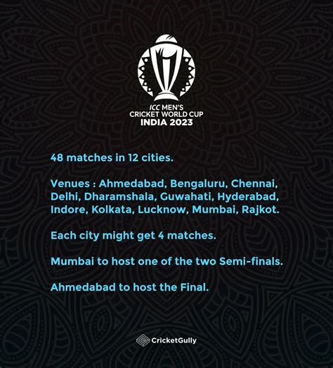 ICC Men's World Cup 2023 venues : r/Cricket