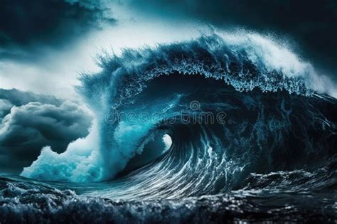 Massive Waves a Perfect Storm Big Waves, or Tsunamis Stock Illustration ...