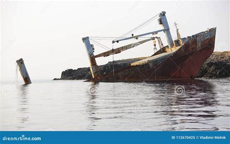 Abandoned Broken Ship Wreck Stock Image - Image of maritime, freighter: 112670425