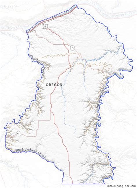 Map of Sherman County, Oregon - Thong Thai Real