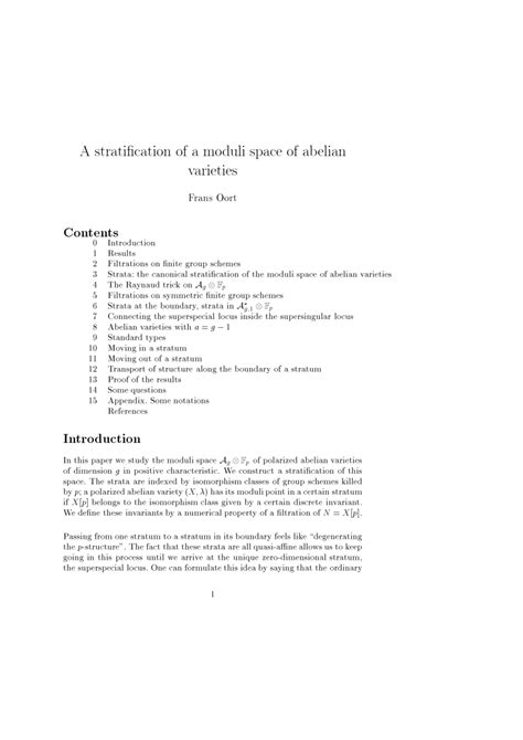 (PDF) A Stratification of a Moduli Space of Abelian Varieties