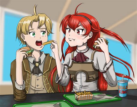 ArtStation - Mushoku Tensei Fan Art - Rudeus and Eris Eat Burgers