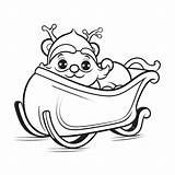 Santa Claus Bear On Sleigh Coloring Page Outline Sketch Drawing Vector  sketch template