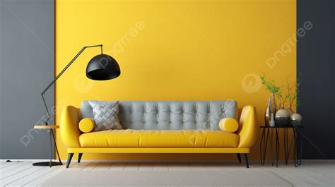 Scandinavian Interior Design In Blue And Yellow Minimalist Living Room ...