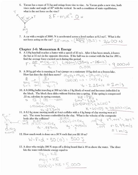 Physics Work And Energy Worksheet