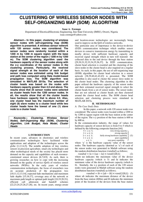 (PDF) CLUSTERING OF WIRELESS SENSOR NODES WITH SELF-ORGANIZING MAP (SOM ...