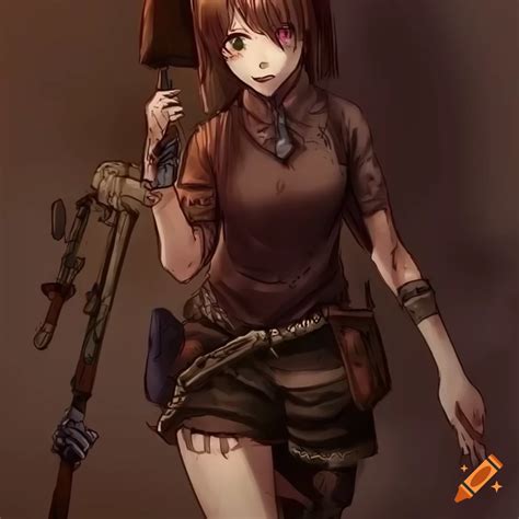 Anime girl character concept for zombie survival on Craiyon