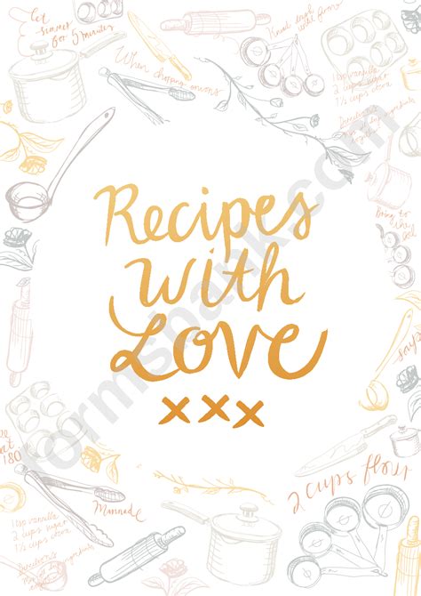 Recipe Book Cover Template printable pdf download