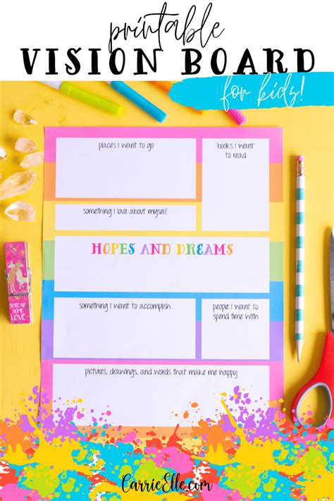 Printable Vision Board Template for Kids - Carrie Elle