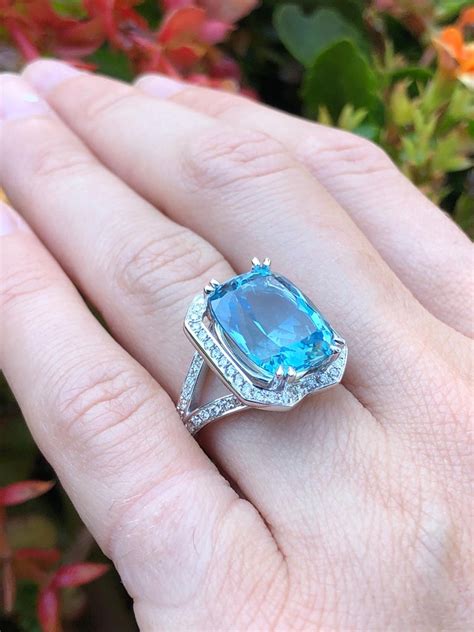 Aquamarine Ring Cushion Cut 8.95 Carats For Sale at 1stDibs | cushion aquamarine ring