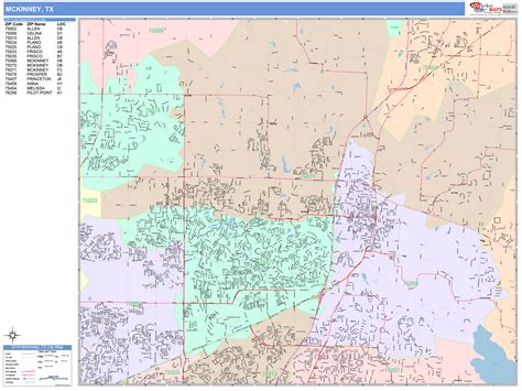 McKinney Texas Wall Map (Color Cast Style) by MarketMAPS - MapSales