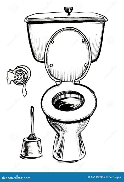 Toilet sketch stock illustration. Illustration of white - 161133306