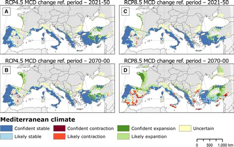 Projected changes of the Mediterranean climate domain (MCD) under... | Download Scientific Diagram