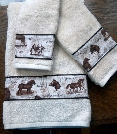 Horse Breeds Set of Bath Towels Choice of Color Shell