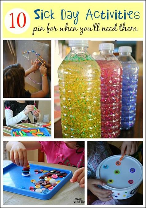 10 Sick Day Activities | Business for kids, Activities, Craft activities for kids