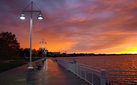 City Embankment Evening Sunset Background HD desktop wallpaper : Widescreen : High Definition ...