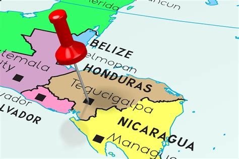 Premium Photo | Honduras tegucigalpa capital city pinned on political map