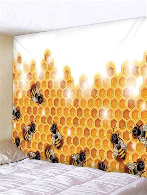 Honeycomb Bees Print Tapestry Wall Hanging Decoration