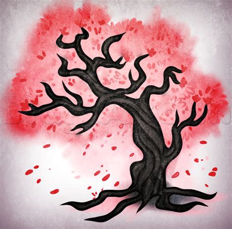 Cherry Blossom Tree Drawing Easy at PaintingValley.com | Explore collection of Cherry Blossom ...
