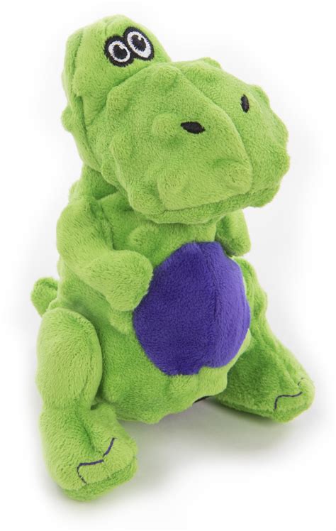 goDog Dinos T-Rex with Chew Guard Technology Durable Plush Squeaker Dog Toy, Small, Green ...