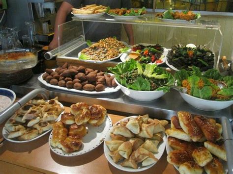 a buffet filled with lots of different types of food