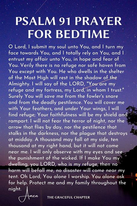 Psalm 91 prayer for bedtime | Bedtime prayer, Good night prayer quotes, Good prayers