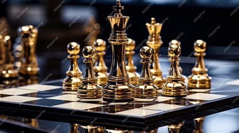 Premium AI Image | Gold chess on chess board game