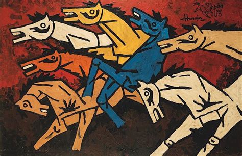 Sold at Auction: Maqboor Fida Hussain, M. F. Husain (1915-2011) | Horses Series | Horse painting ...