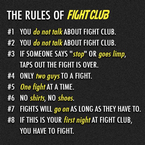 Fight club quotes, Fight club rules, Fight club