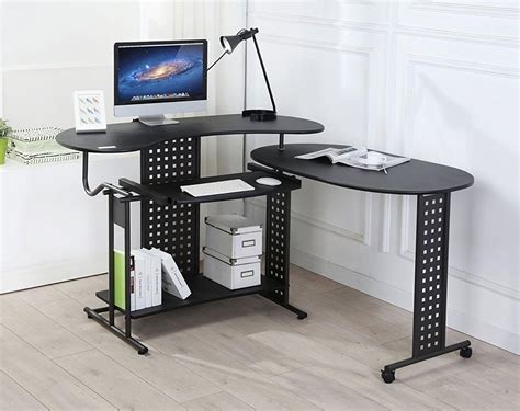 EBS Folding Corner Desk Computer PC Home Office Desk Study Table Workstation with Sliding Table ...