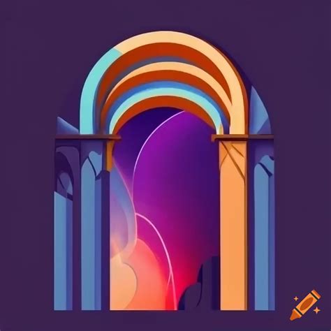 Abstract art with geometric arches