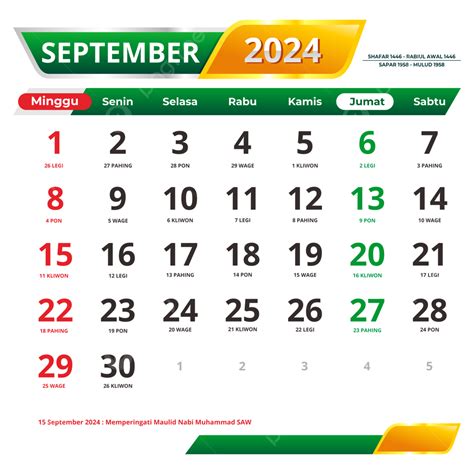 Kalender September 2024 Lengkap Dengan Tanggal Merah Hari Raya Jawa Dan ...