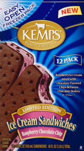 Kemps® Raspberry Chocolate Chip Ice Cream Sandwiches, 12 ct / 3.5 fl oz ...