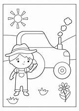 Premium Vector  Coloring Page With farmer And Tractor sketch template