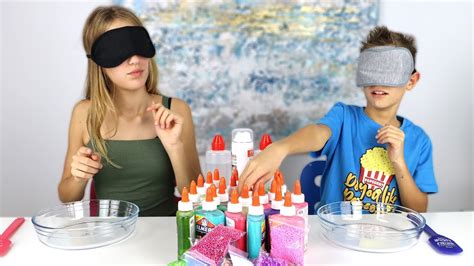 MAKING SLIME BLINDFOLDED!!! - YouTube