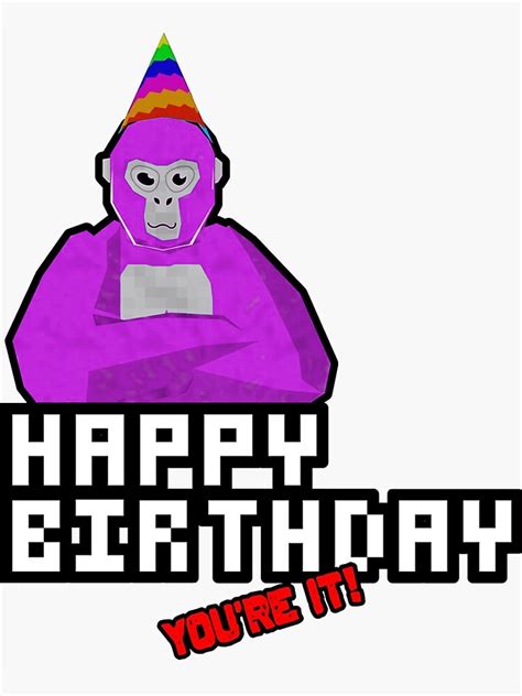 "Happy Birthday Gorilla Tag Purple" Sticker for Sale by PoormanToast | Redbubble