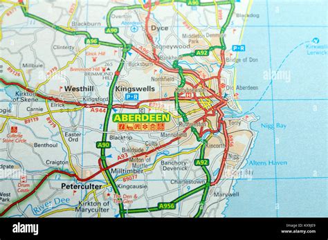 Road Map of Aberdeen, Scotland Stock Photo - Alamy