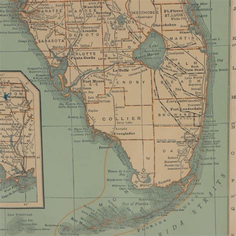 Rand, McNally & Co. Wax Engraving Map of Florida, Circa 1898 | EBTH