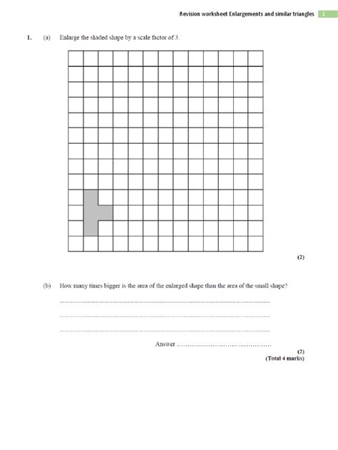 Enlargements Worksheet | PDF | Triangle | Euclidean Plane Geometry